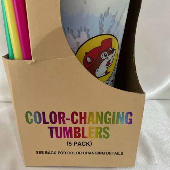 Buc-Ees Color-Changing Tumblers (5 Pack) With Lids & Straws 25 Oz BPA-Free Reusa - Picture 2 of 6